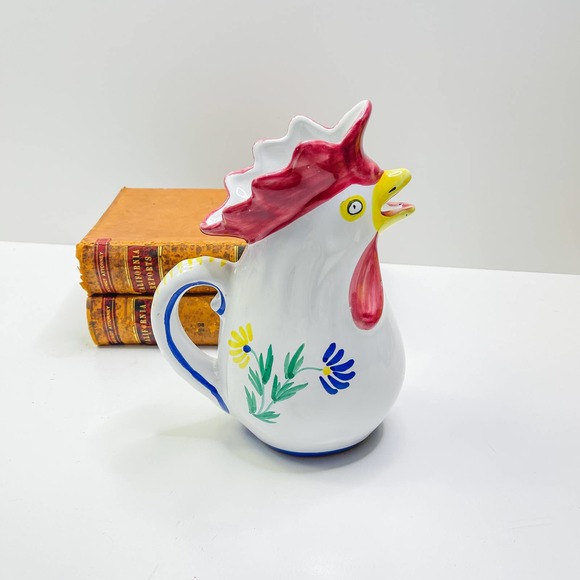 Stafford BOHO Whimsical Ceramic Rooster Pitcher Made in Italy - Picture 1 of 7